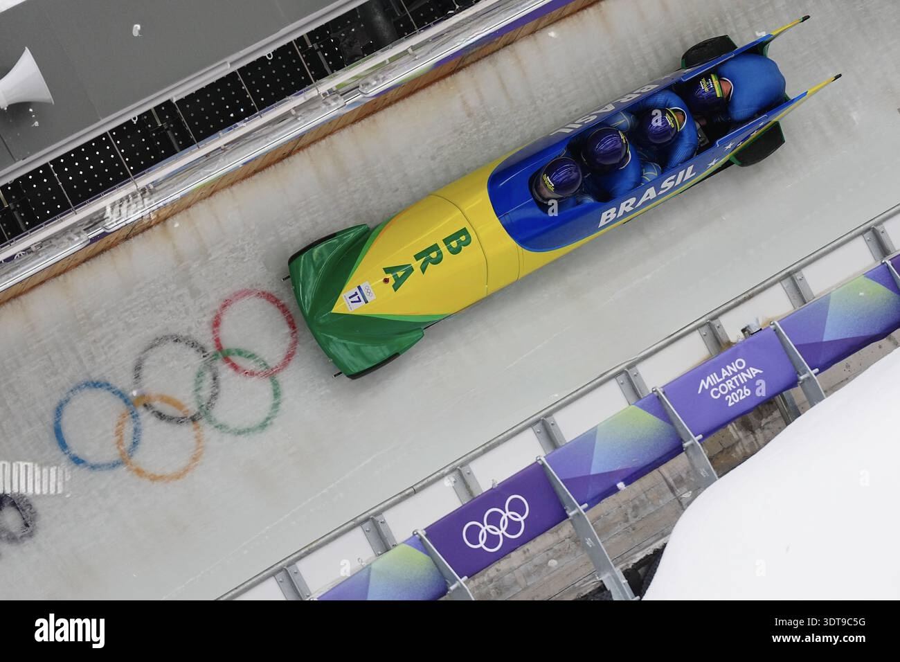 Brazil bobsleigh sled on Olympic track