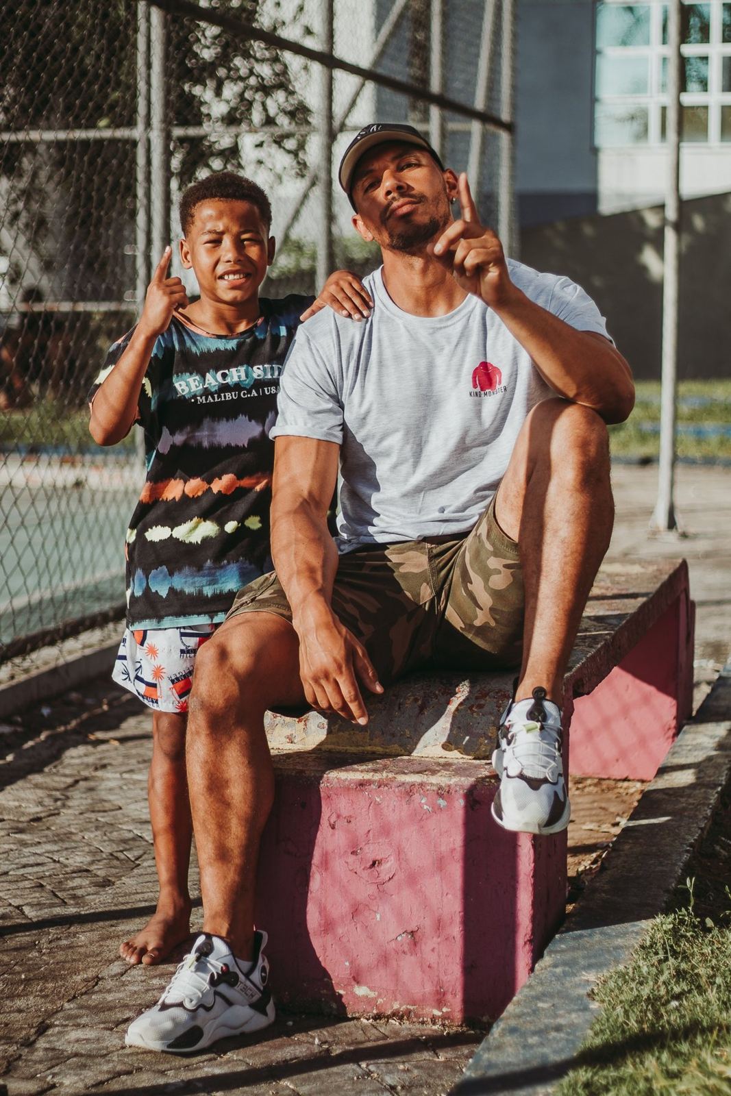 Davidson with a young person in the community